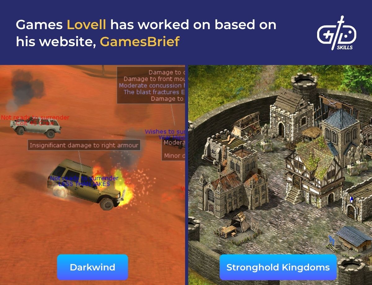 Lovell worked on Darkwind and Stronghold Kingdoms