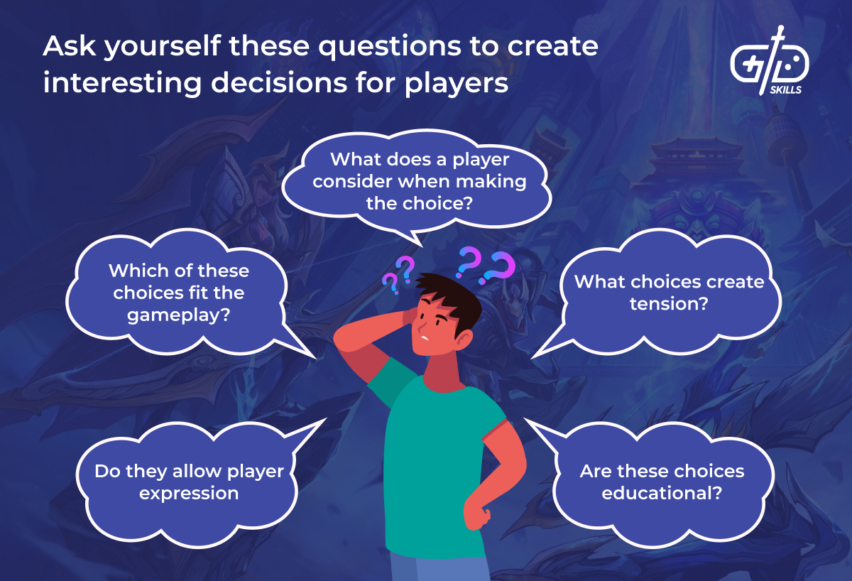 Questions that lead to interesting decisions for players