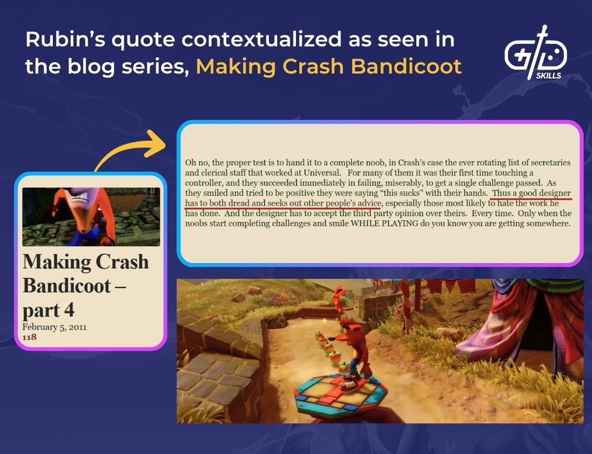The quote contextualized in Making Crash Bandicoot