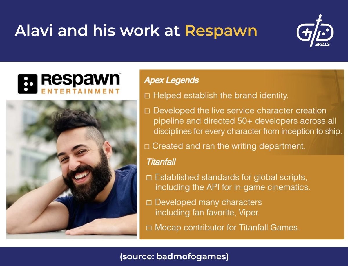 Alavi's work on Apex Legends and Titanfall at Respawn