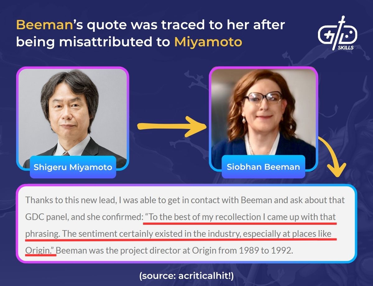 Beeman's quote was originally attributed to Miyamoto