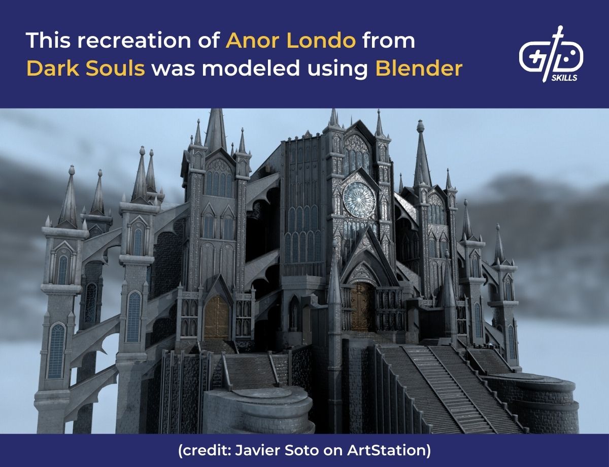 This recreation of Anor Londo from Dark Souls was modeled using Blender