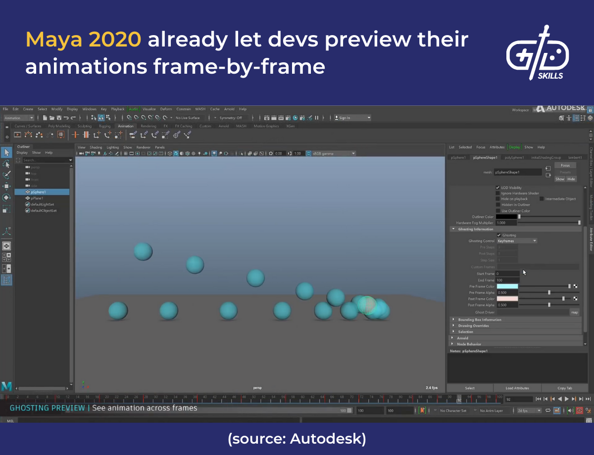 Maya 2020 already let devs preview their animations frame-by-frame