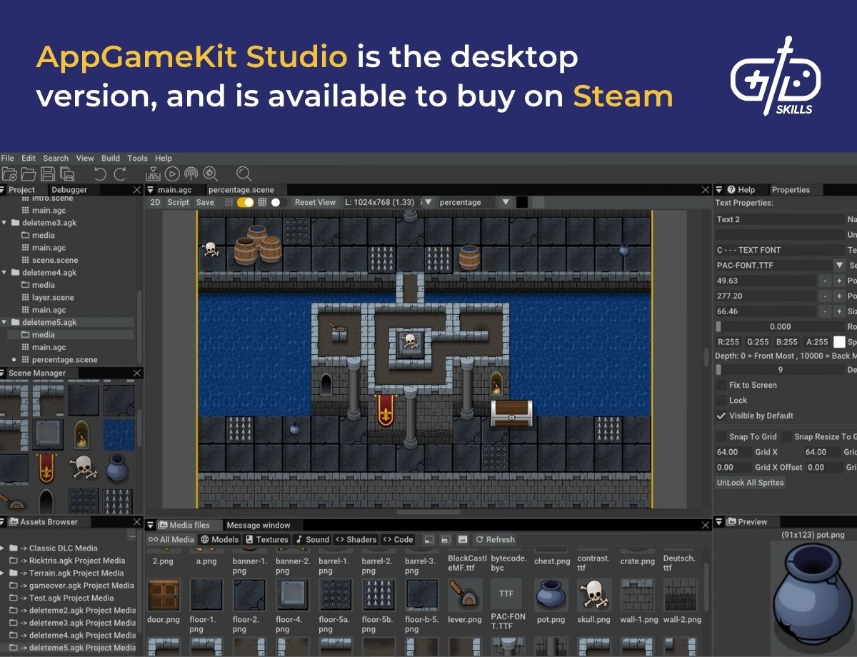 AppGameKit Studio is the desktop version, and is available to buy on Steam