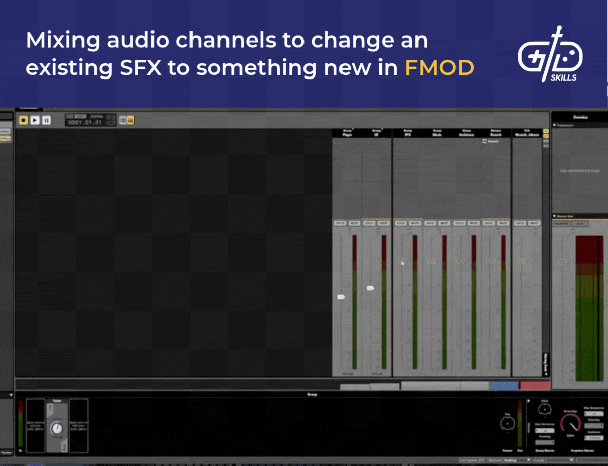 Mixing audio channels to change an existing SFX to something new in FMOD