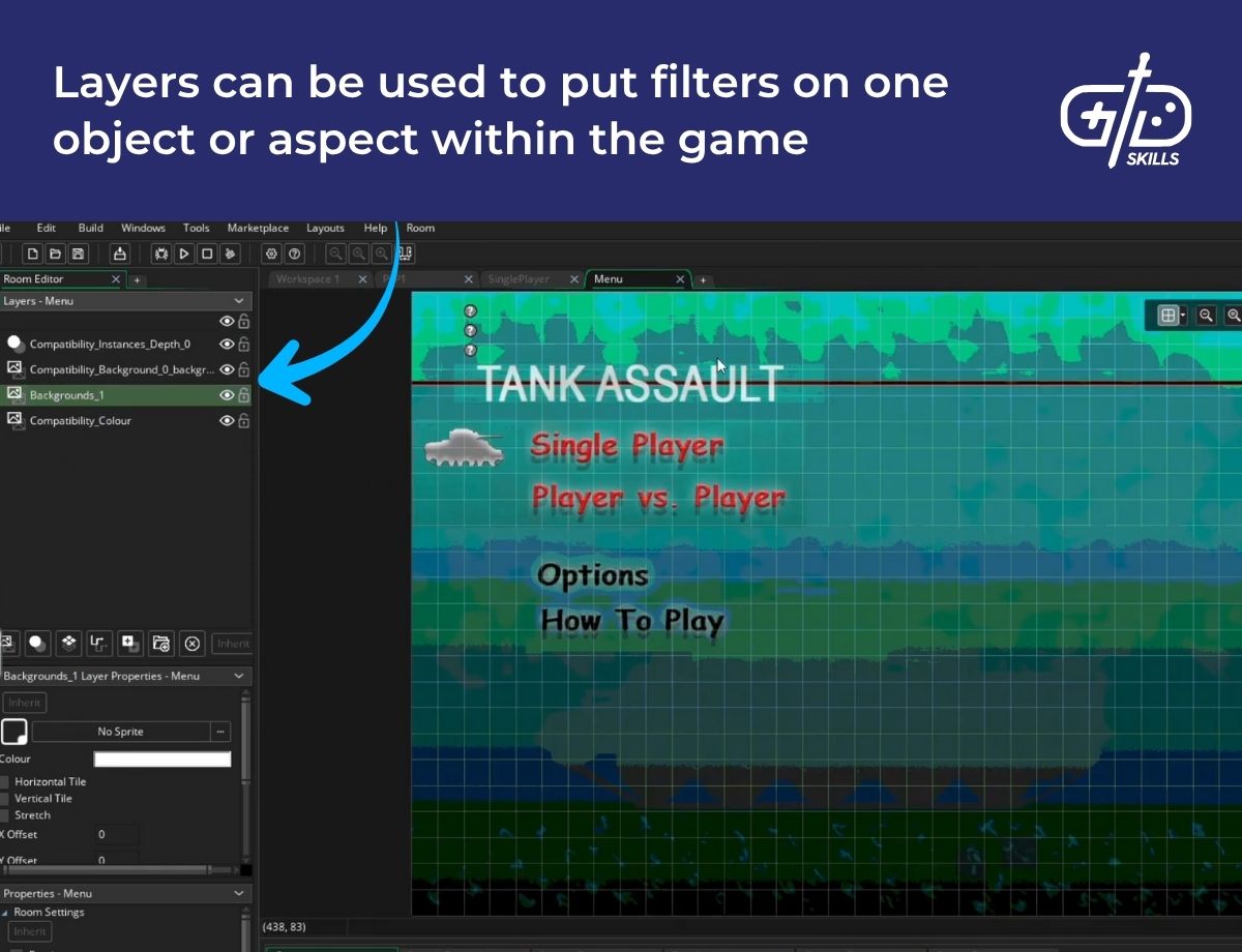 Layers can be used to put filters on one object or aspect within the game
