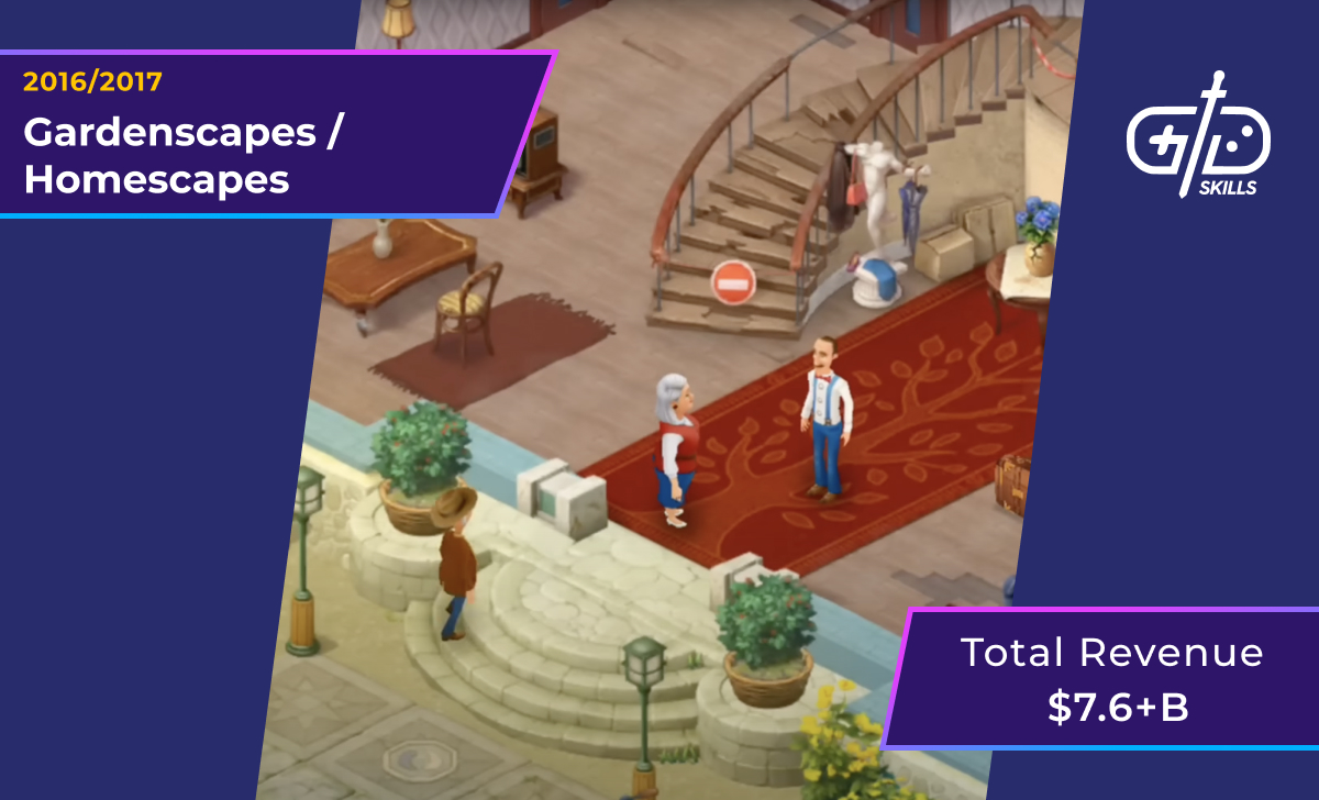 Gardenscapes (2016)/Homescapes (2017): $7.6 billion