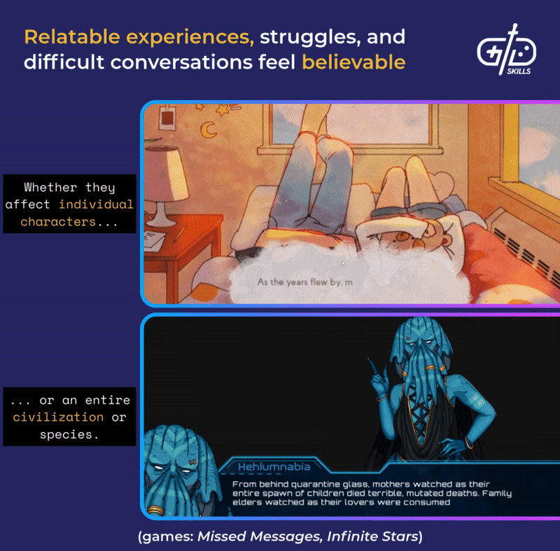 Relatable experiences, struggles, and difficult conversations feel believable