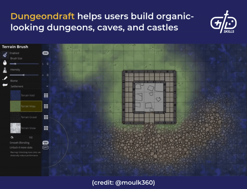 Dungeondraft helps users build organic-looking dungeons, caves, and castles