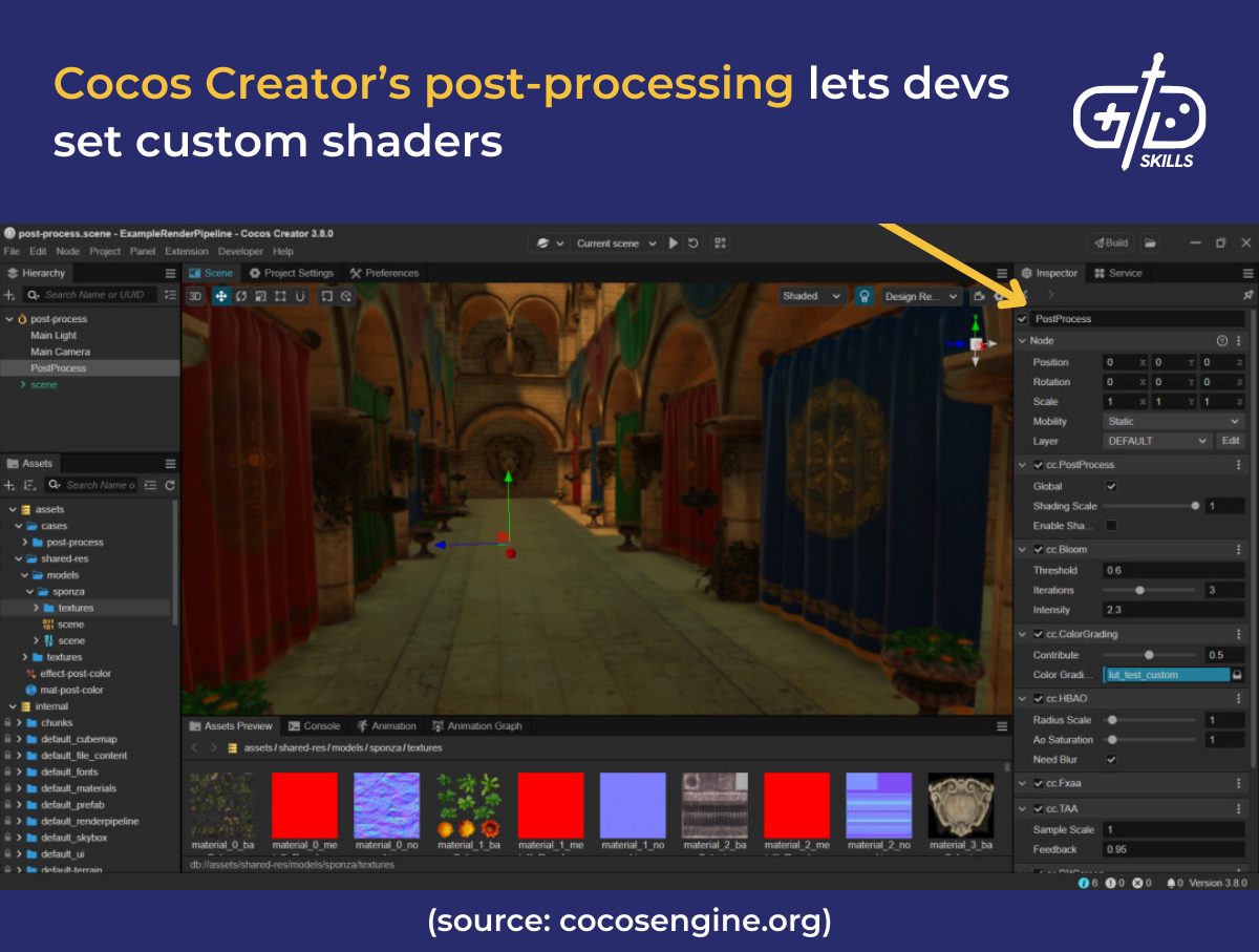 Cocos Creator's post-processing lets devs set custom shaders