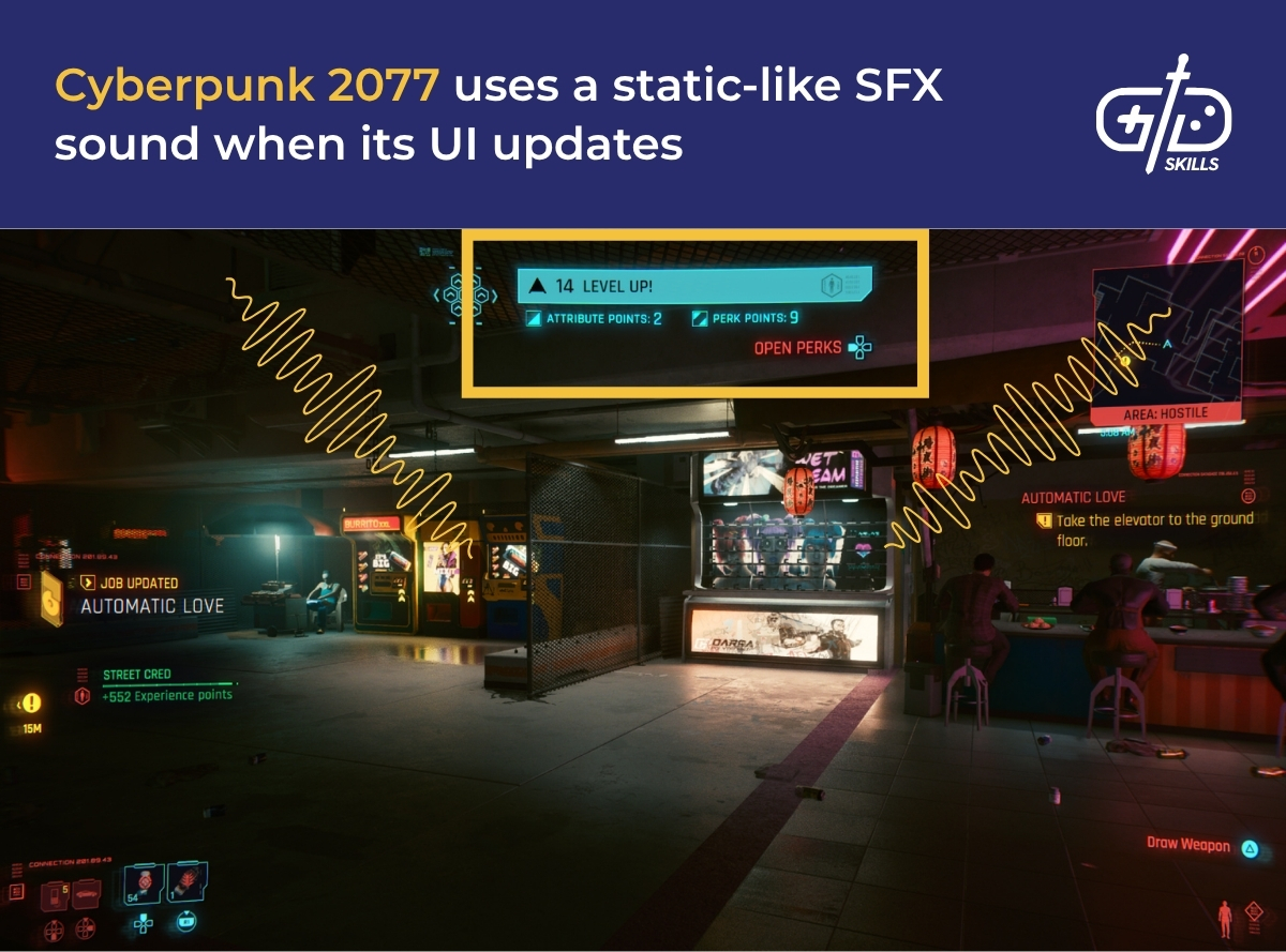 Cyberpunk 2077 uses a static-like SFX sound when its UI updates