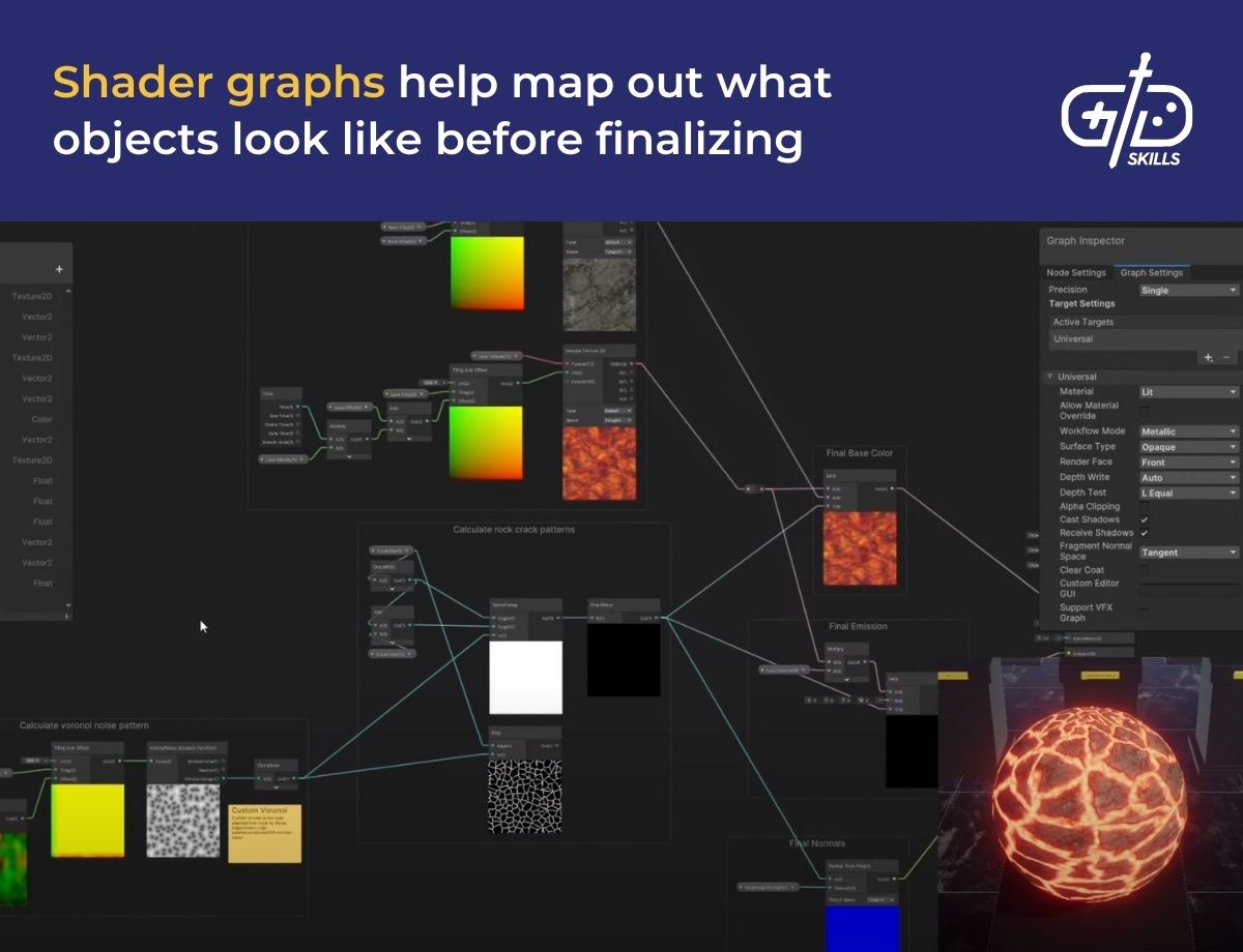 Shader graphs help map out what objects look like before finalizing