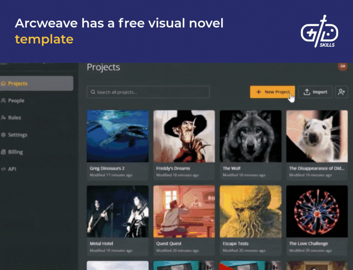 Arcweave has a free visual novel template