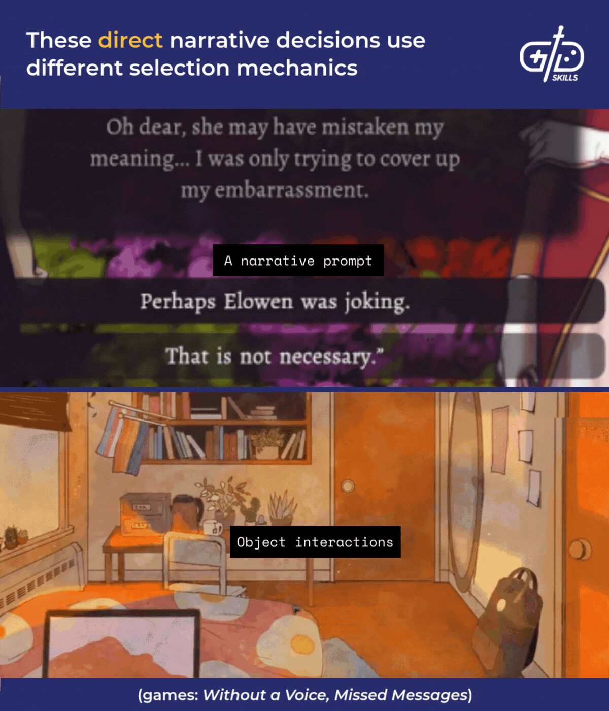 Direct narrative decisions use different selection mechanics