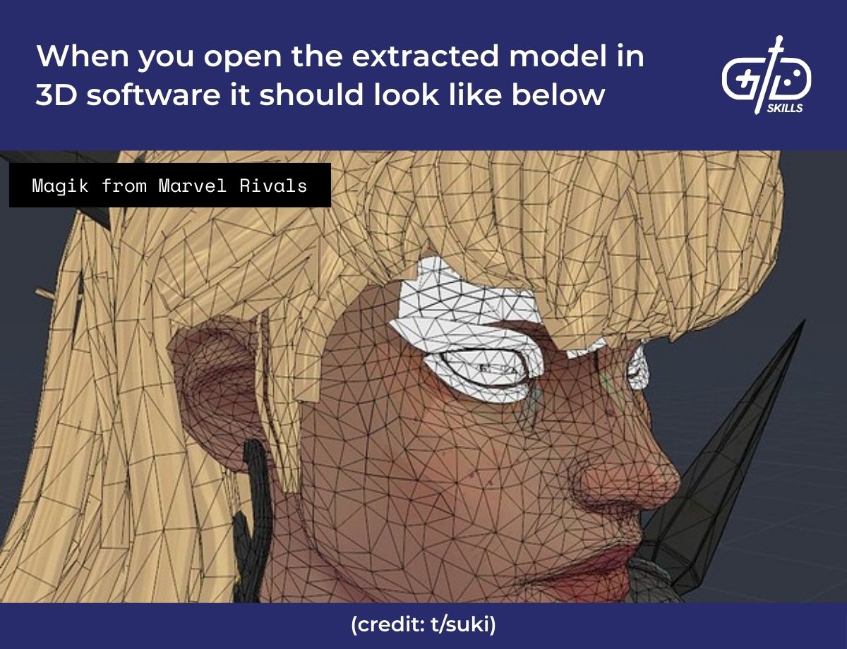When you open the extracted model in 3D software, it should look like this