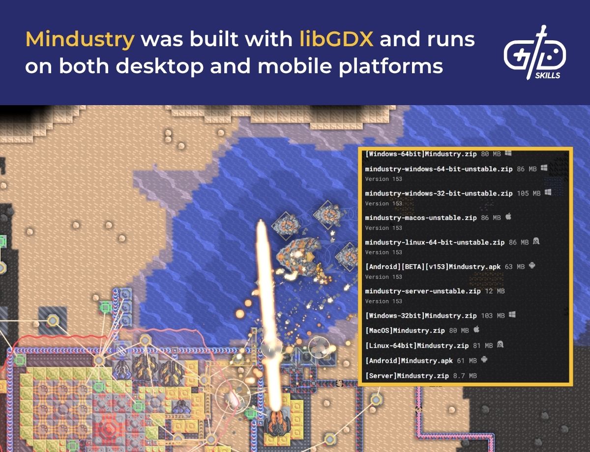 Mindustry was built with libGDX and runs on both desktop and mobile platforms