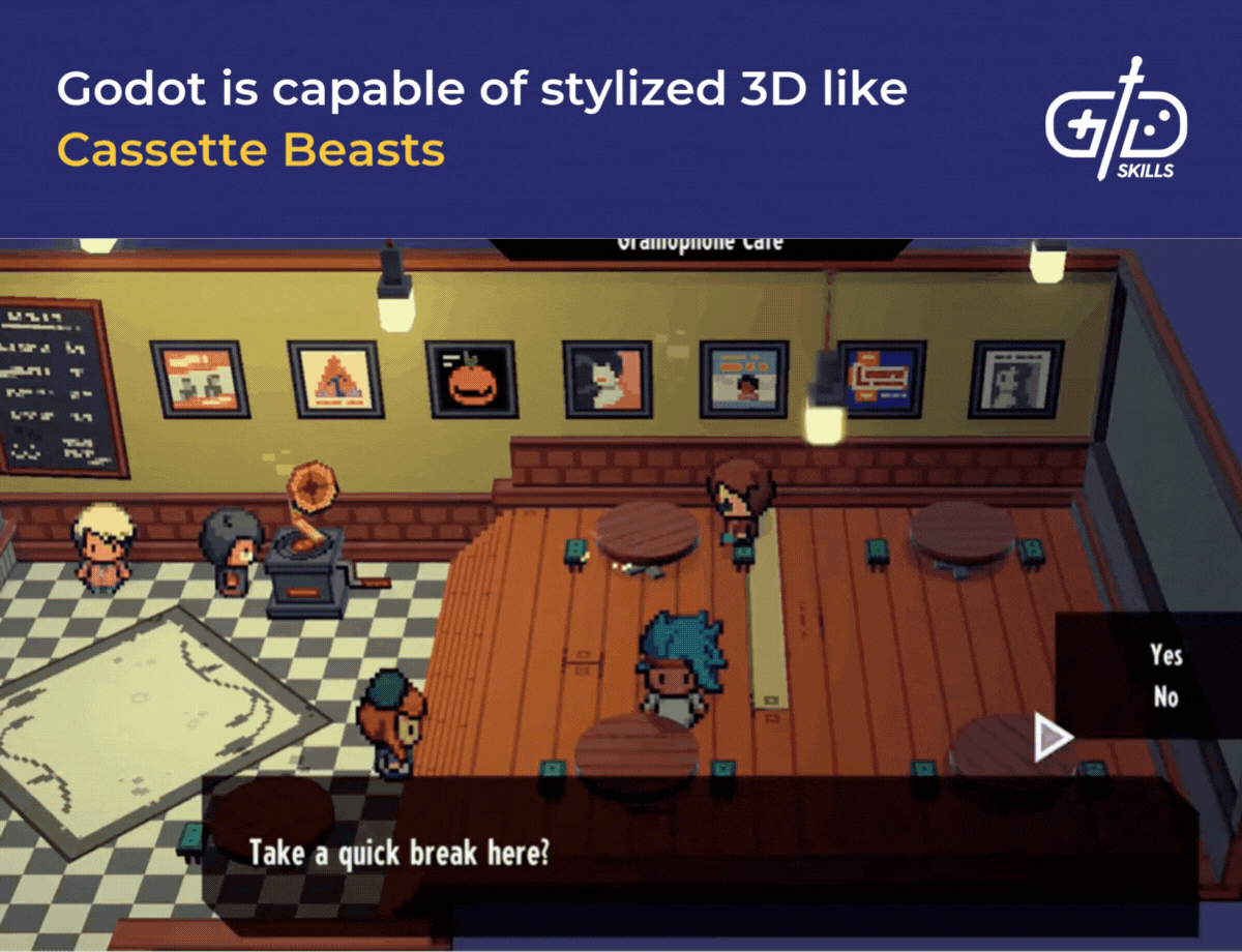 Godot is capable of stylized 3D like in Cassette Beasts