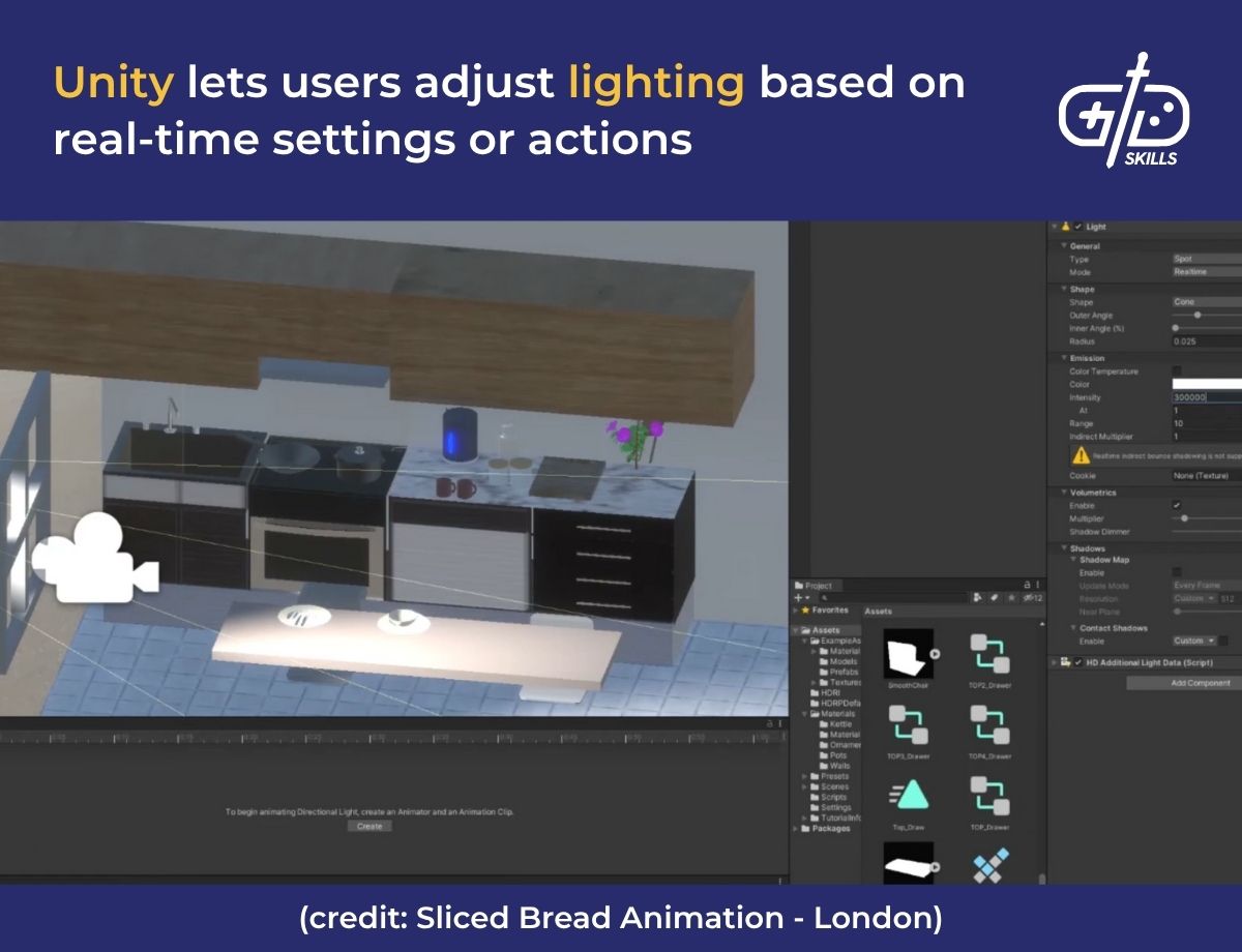 Unity lets users adjust lighting based on real-time settings or actions