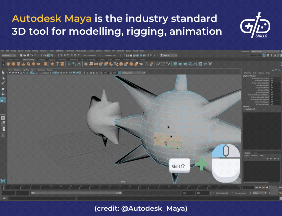 Autodesk Maya is the industry-standard 3D tool for modeling, rigging, and animation