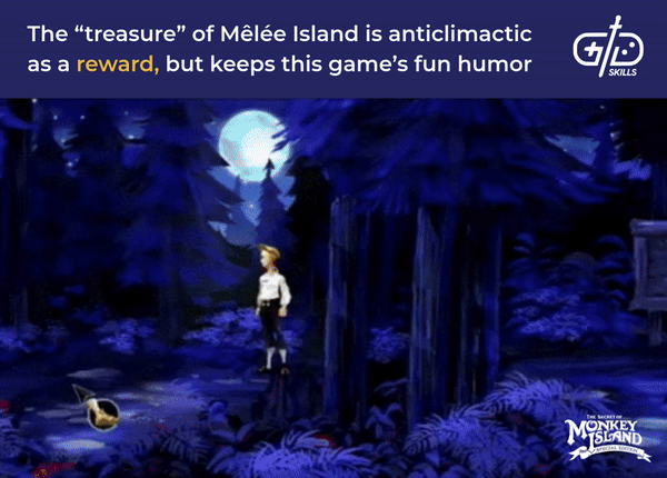 The "treasure" is anticlimactic as a reward, in keeping with this game's sense of humor