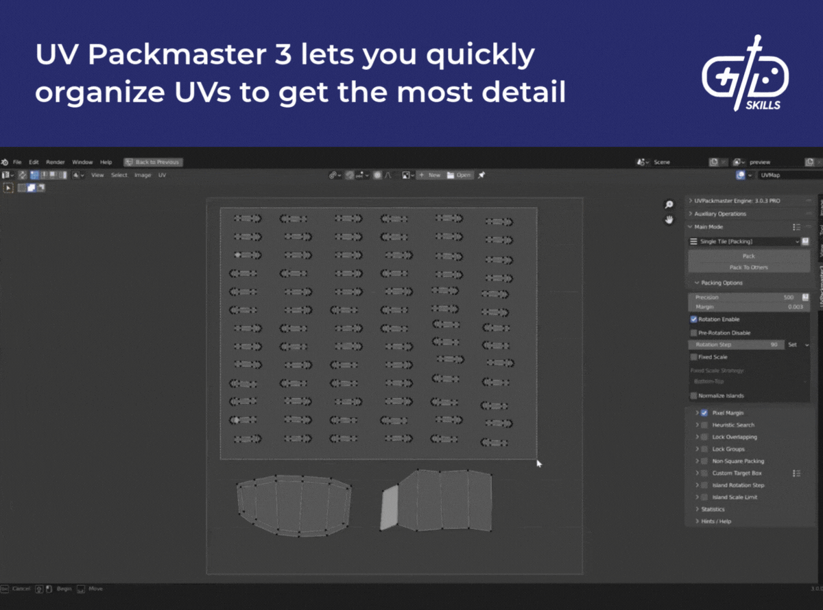 UV Packmaster 3 lets you quickly organize UVs to get the most detail
