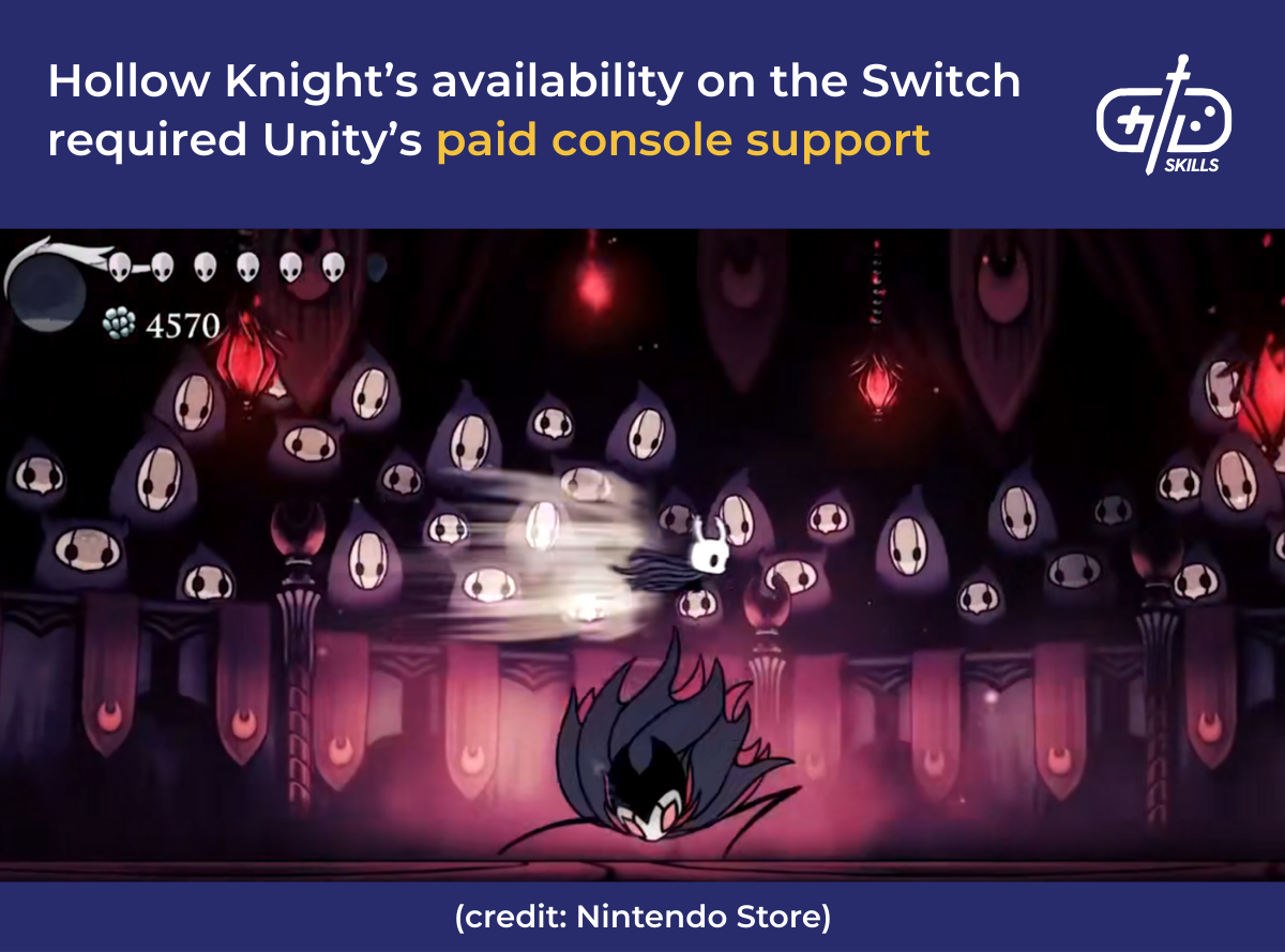 Hollow Knight's availability on the Switch required Unity's paid console support