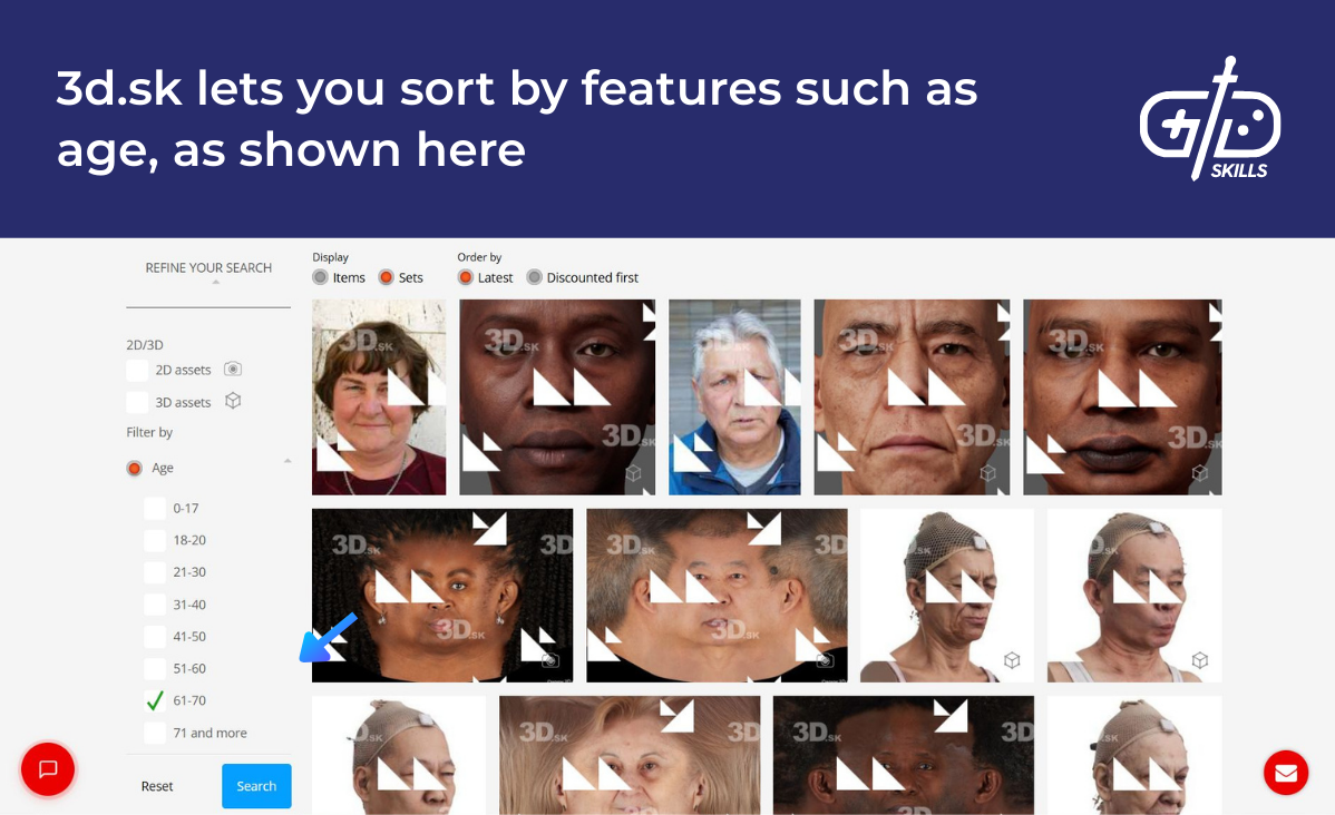 3d.sk lets you sort by features such as age, as shown here