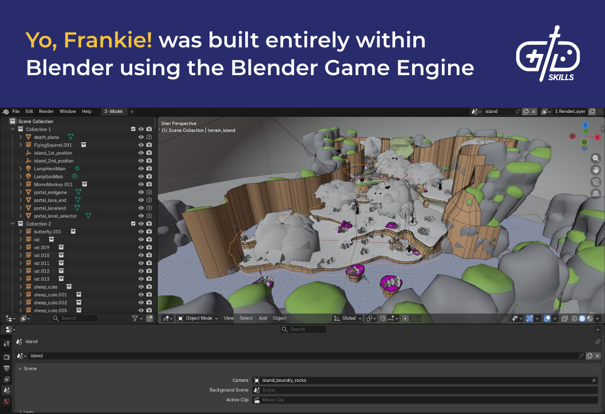 Yo, Frankie! was built entirely within Blender using the Blender Game Engine