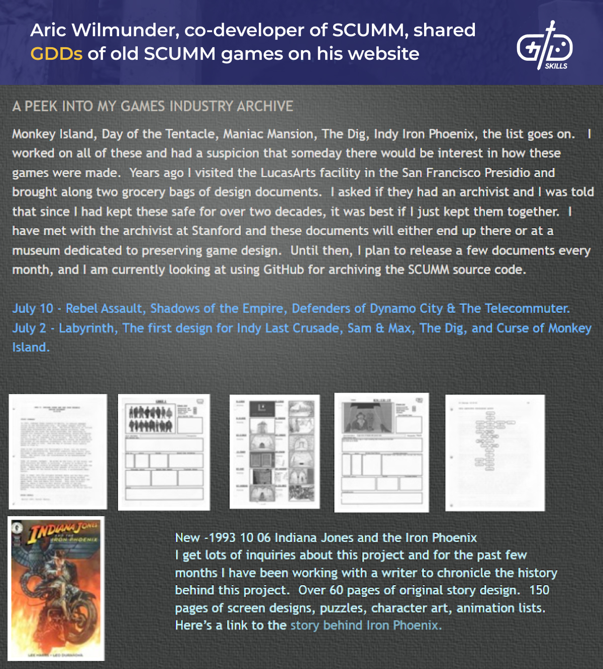 Aric Wilmunder, co-developer of SCUMM, shared GDDs of old SCUMM games on his website