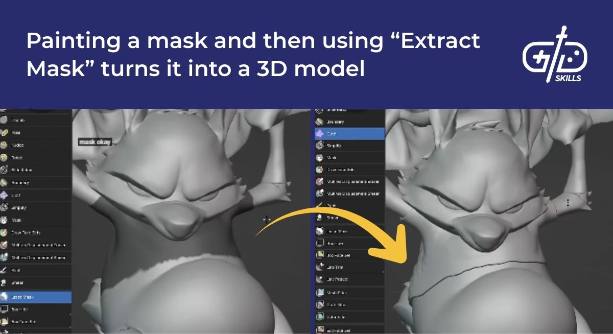 Painting a mask and then using "Extract Mask" turns it into a 3D model