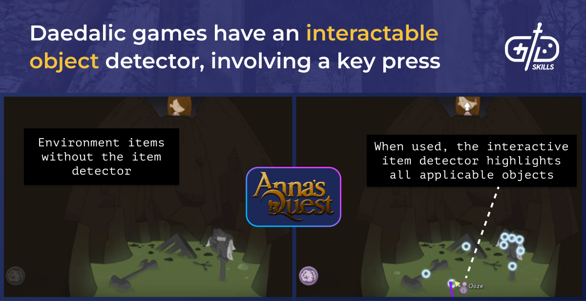 Daedalic games have an interactable object detector, involving a key press