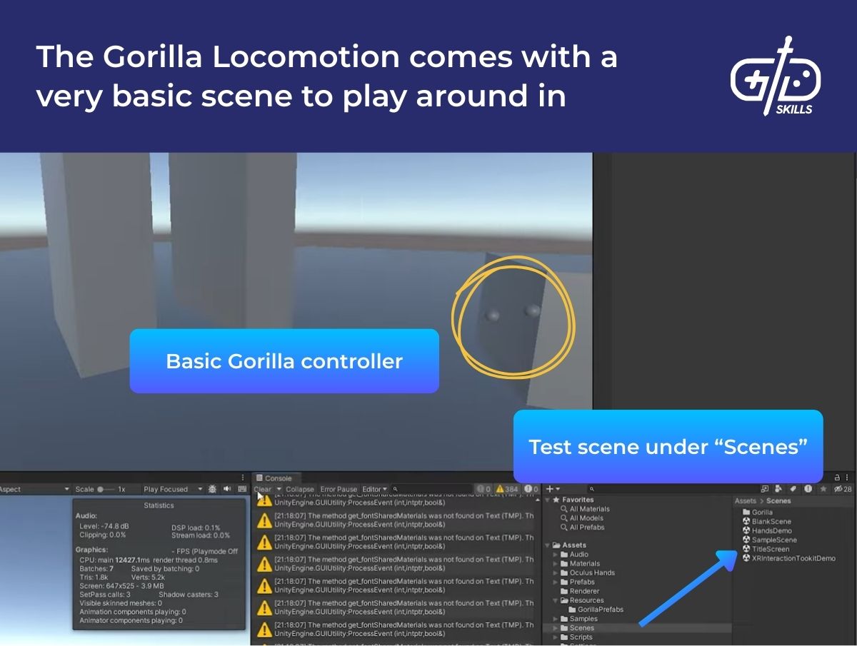 The Gorilla Locomotion comes with a very basic scene to play around in
