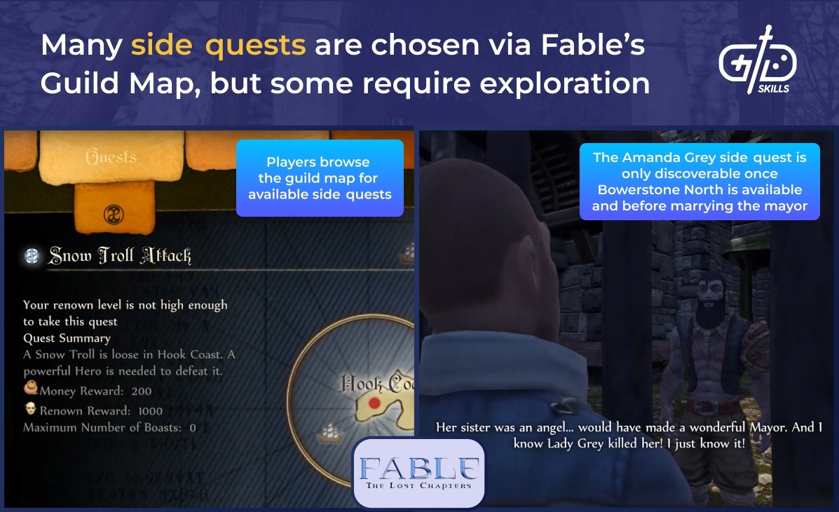 Many side quests are chosen via Fable's Guild Map, but some require exploration