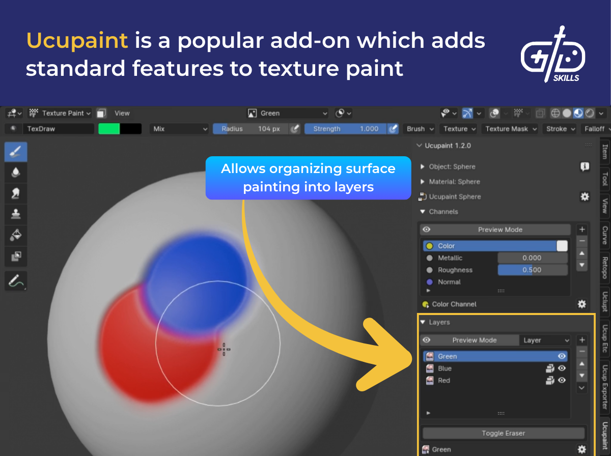 Ucupaint is a popular add-on which adds standard features to texture paint