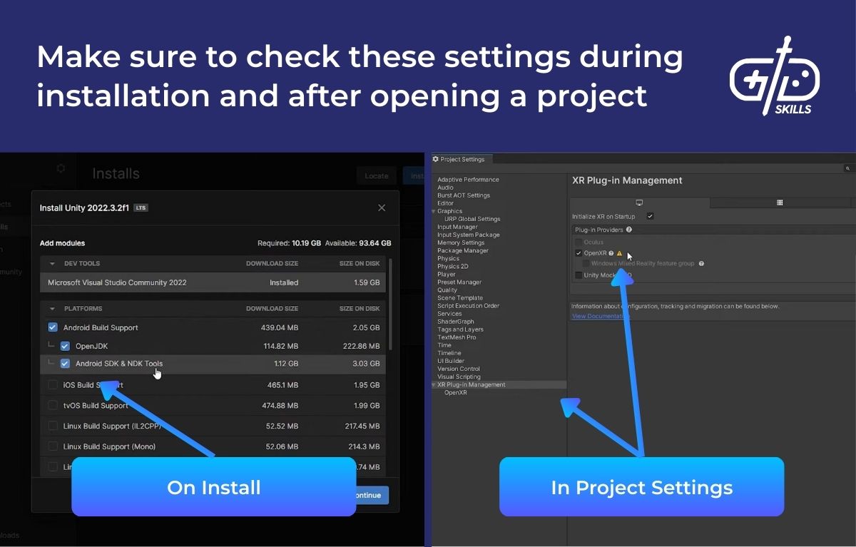 Make sure to check these settings during installation and after opening a project