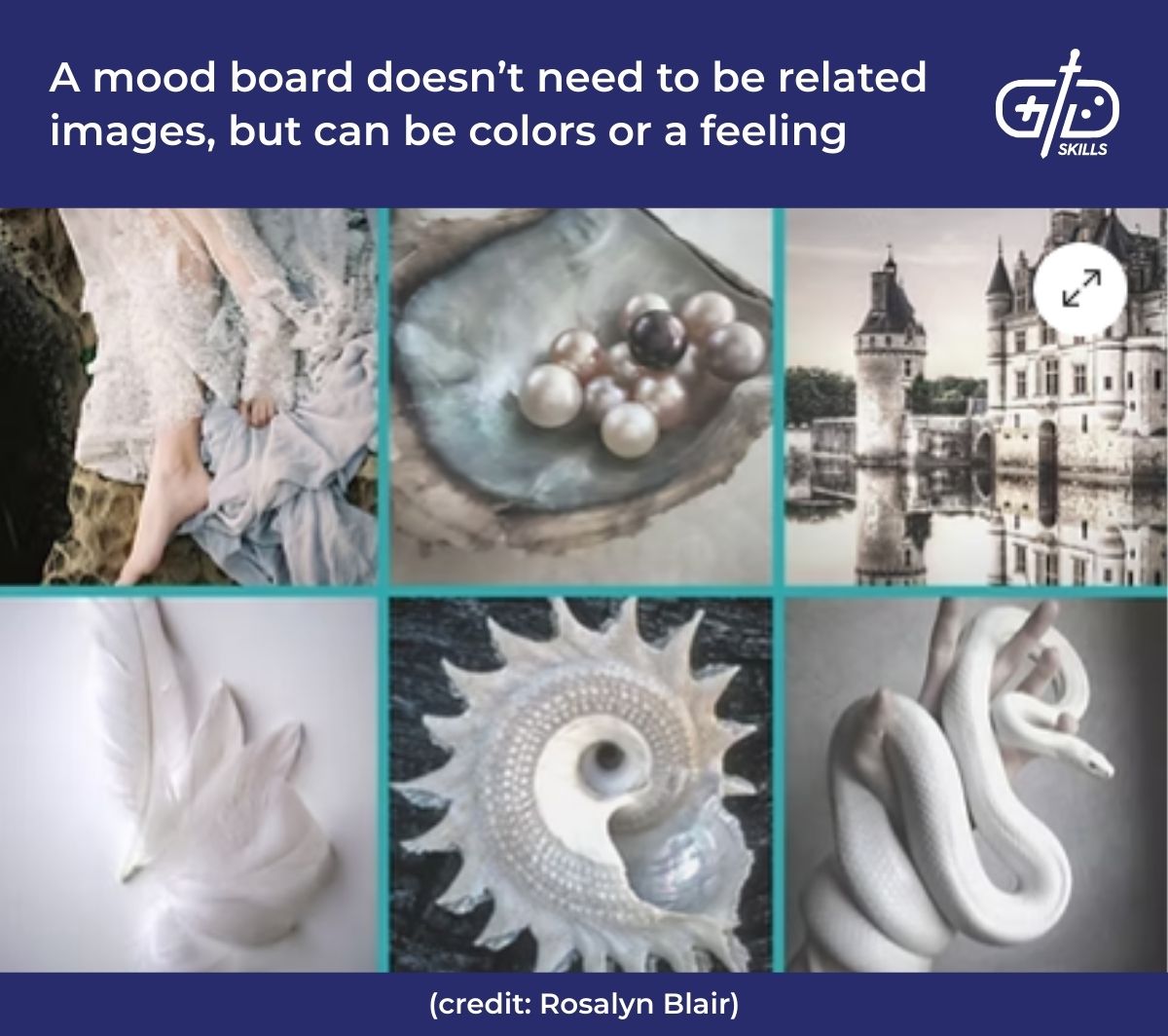 A mood board doesn't need to be related images, but can be colors or a feeling