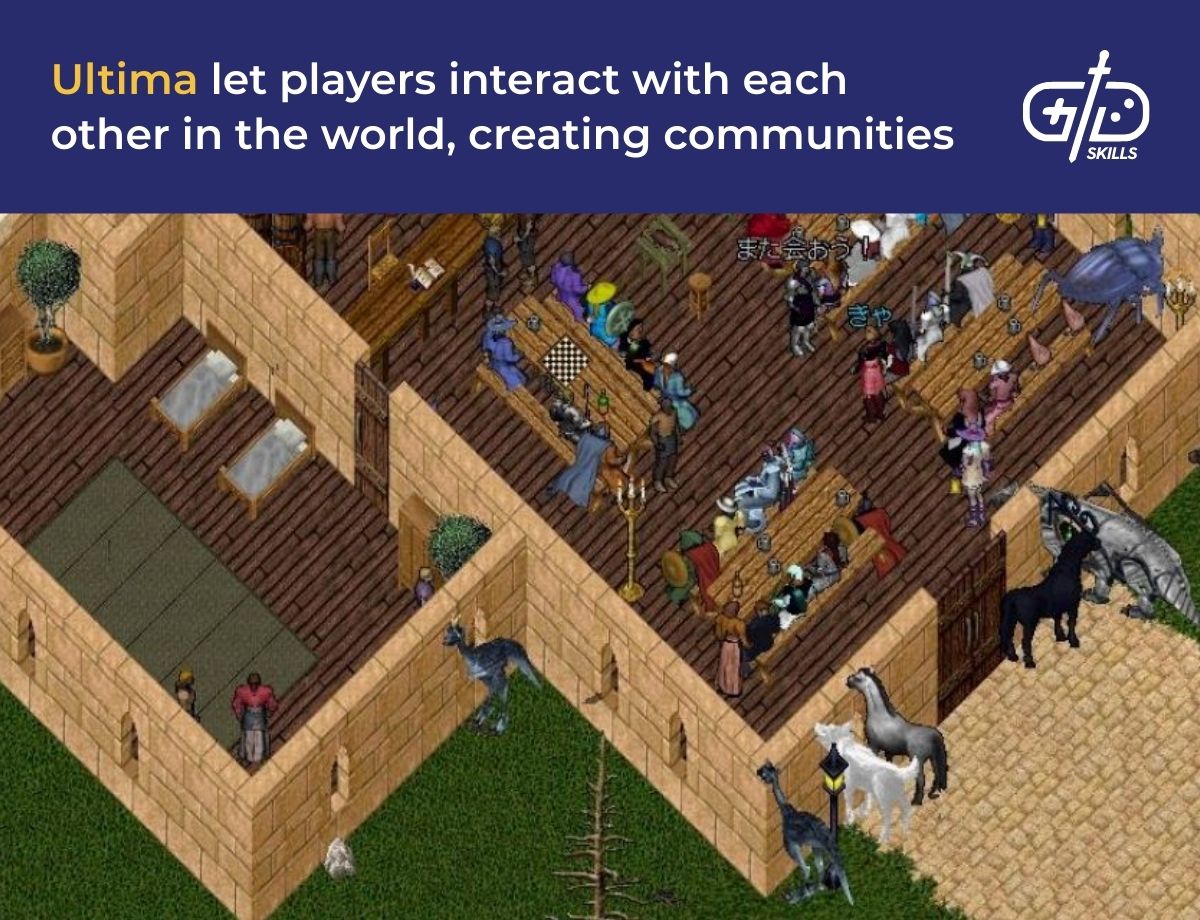 Ultima lets players interact with each other in the world, creating communities