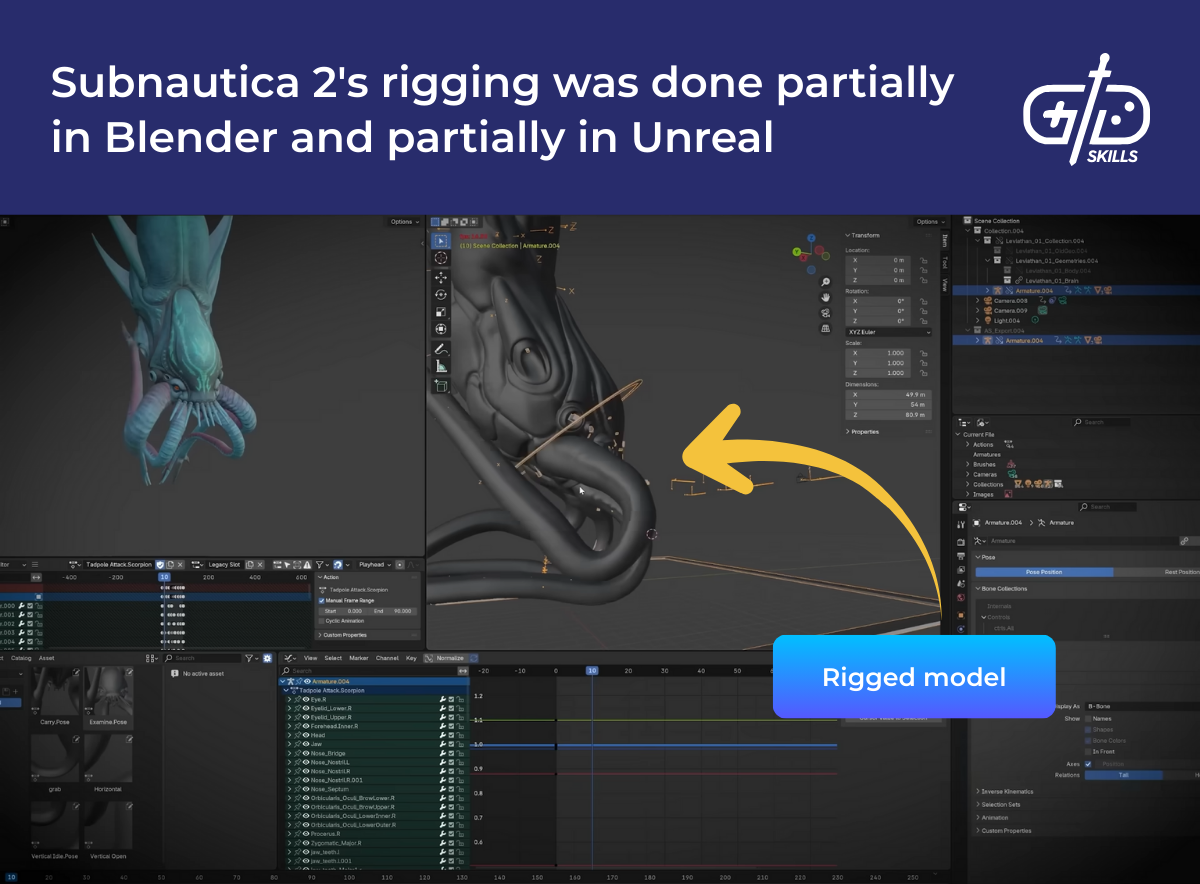 Subnautica 2's rigging was done partially in Blender and partially in Unreal