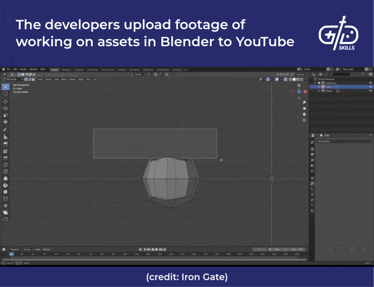 The developers upload footage of working on assets in Blender to YouTube
