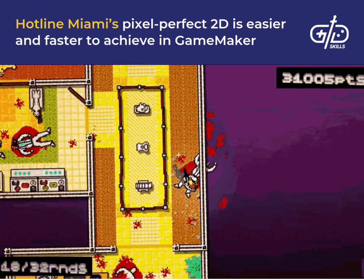 Hotline Miami's pixel-perfect 2D is easier and faster to achieve in GameMaker