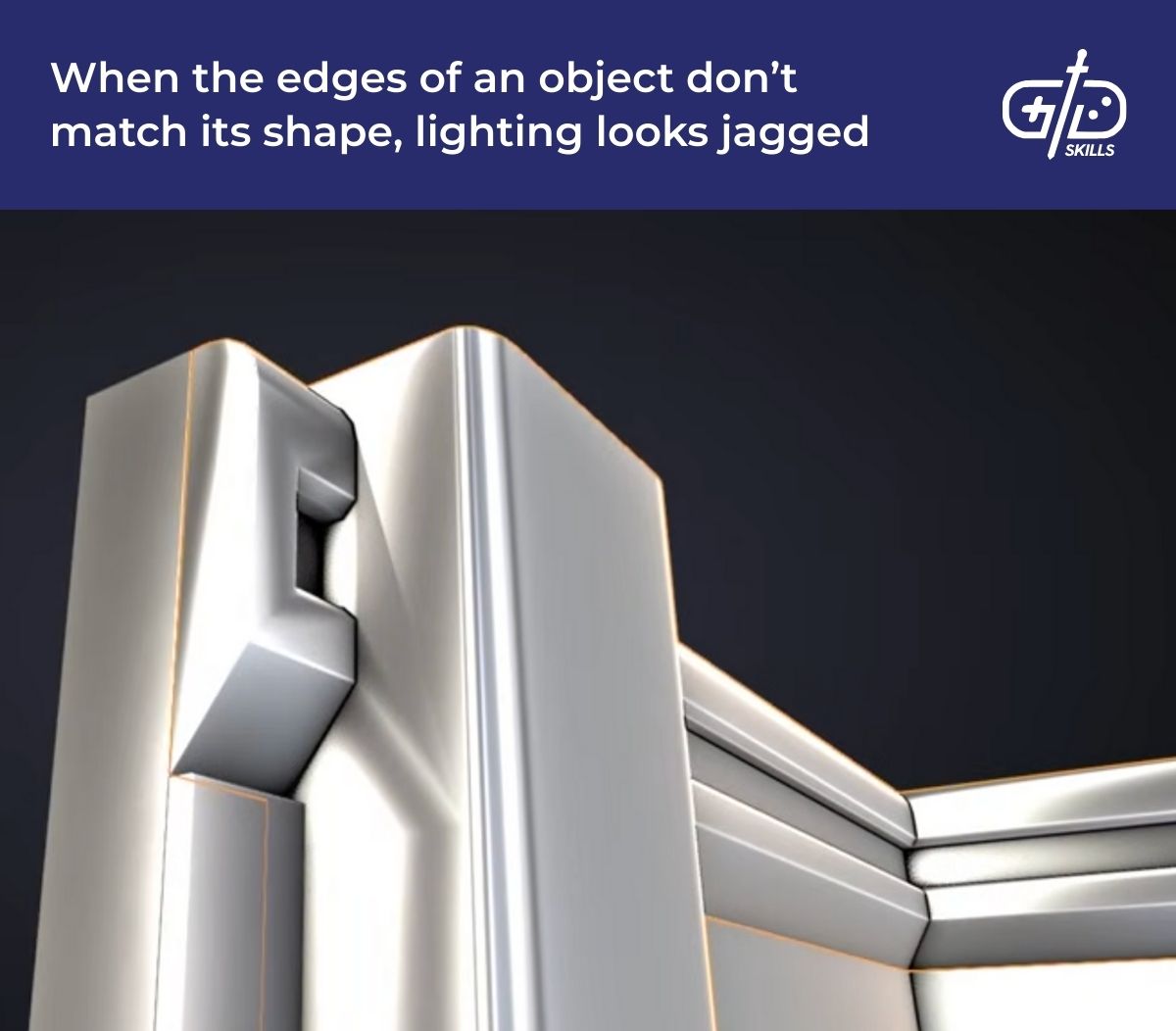 When the edges of an object don't match its shapre, lighting looks jagged