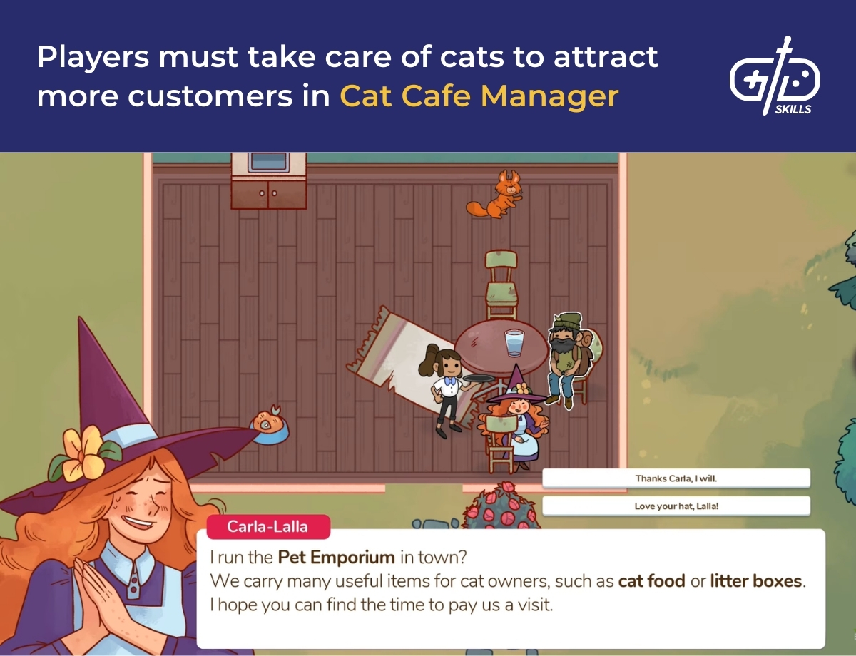 Players must take care of cats to attract more customers in Cat Cafe Manager