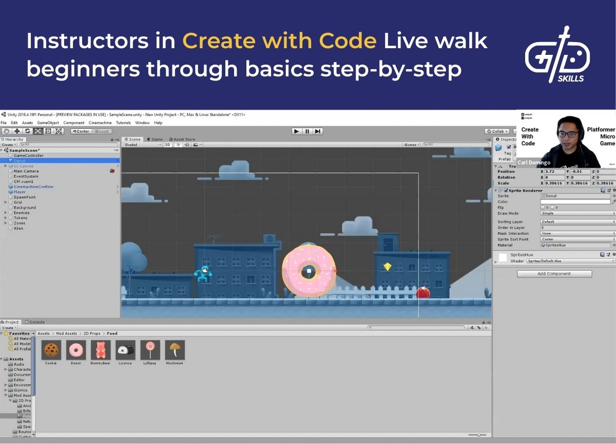 Instructors in Create with Code Live walk beginners through basics step-by-step