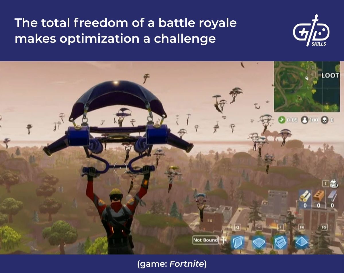 The total freedom of a battle royale makes optimization a challenge