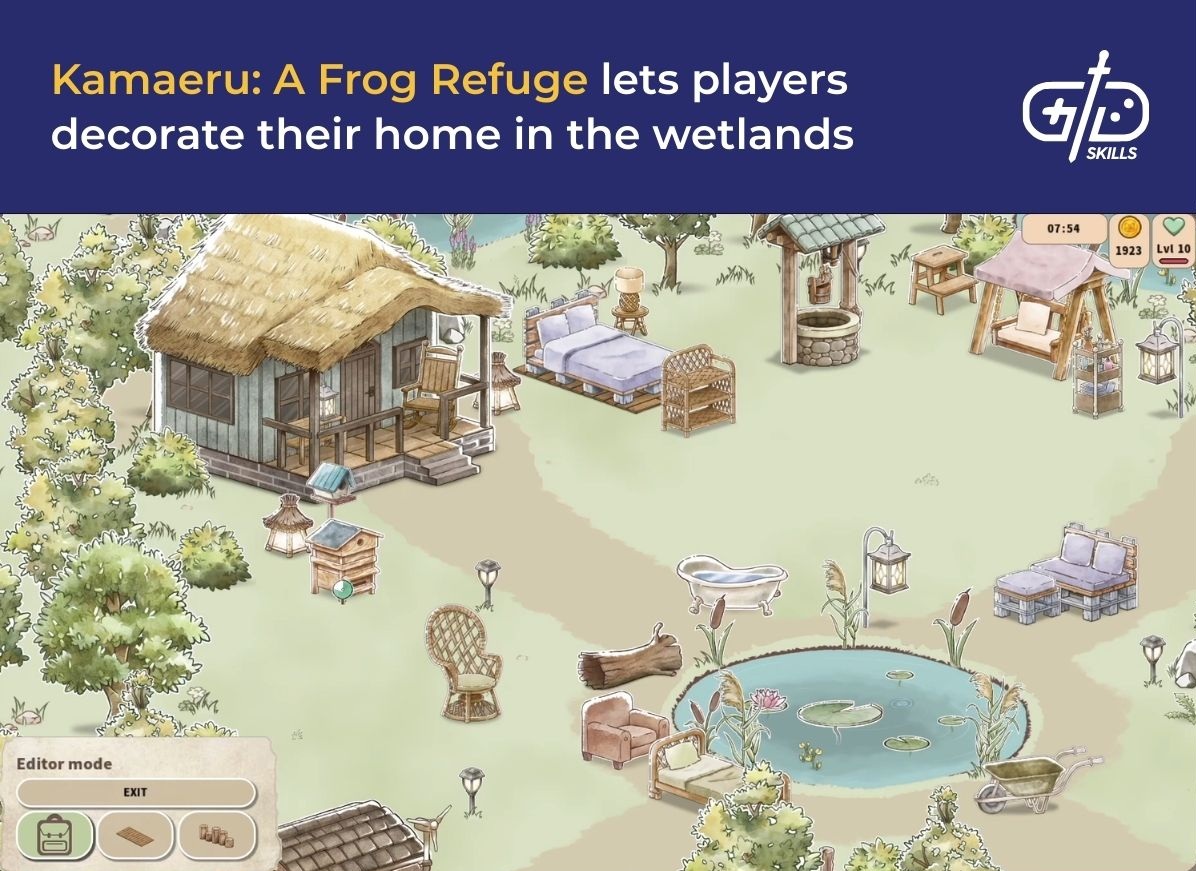 Kamaeru: A Frog Refuge lets players decorate their home in the wetlands