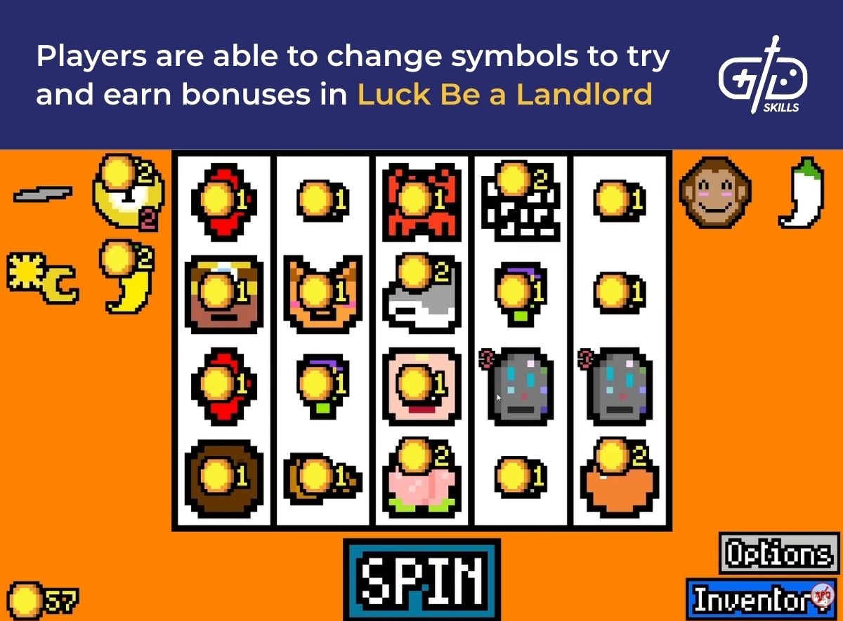 Players are able to change symbols to try and earn bonuses in Luck Be a Landlord