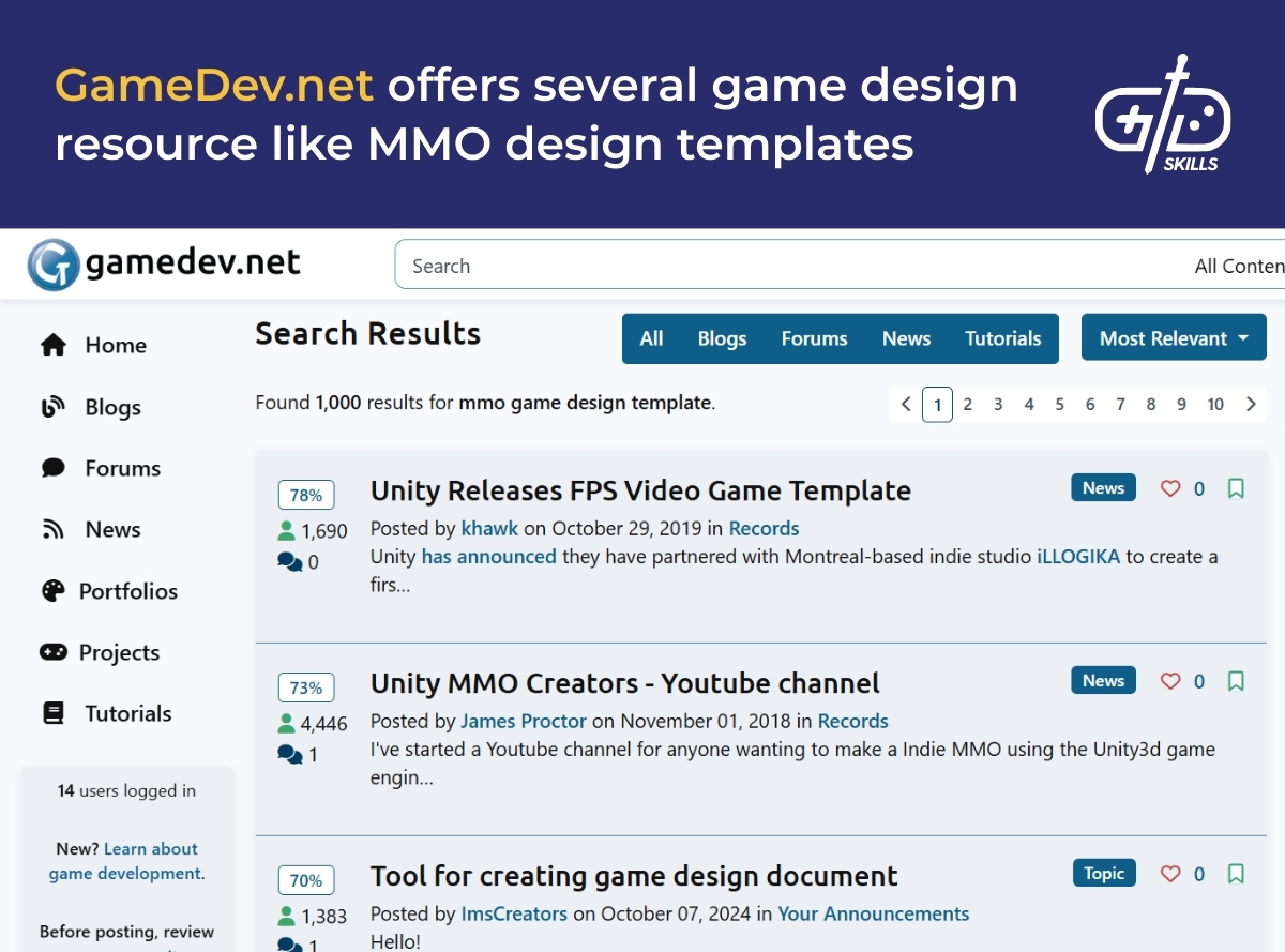 GameDev.net offers several game design resources like MMO design templates