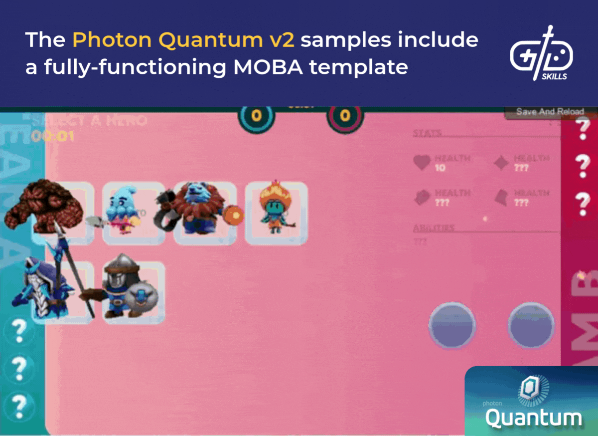 The Photon Quantum v2 samples include a fully-functioning MOBA template