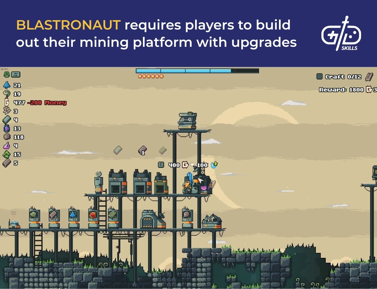 BLASTRONAUT requires players to build out their mining platform with upgrades