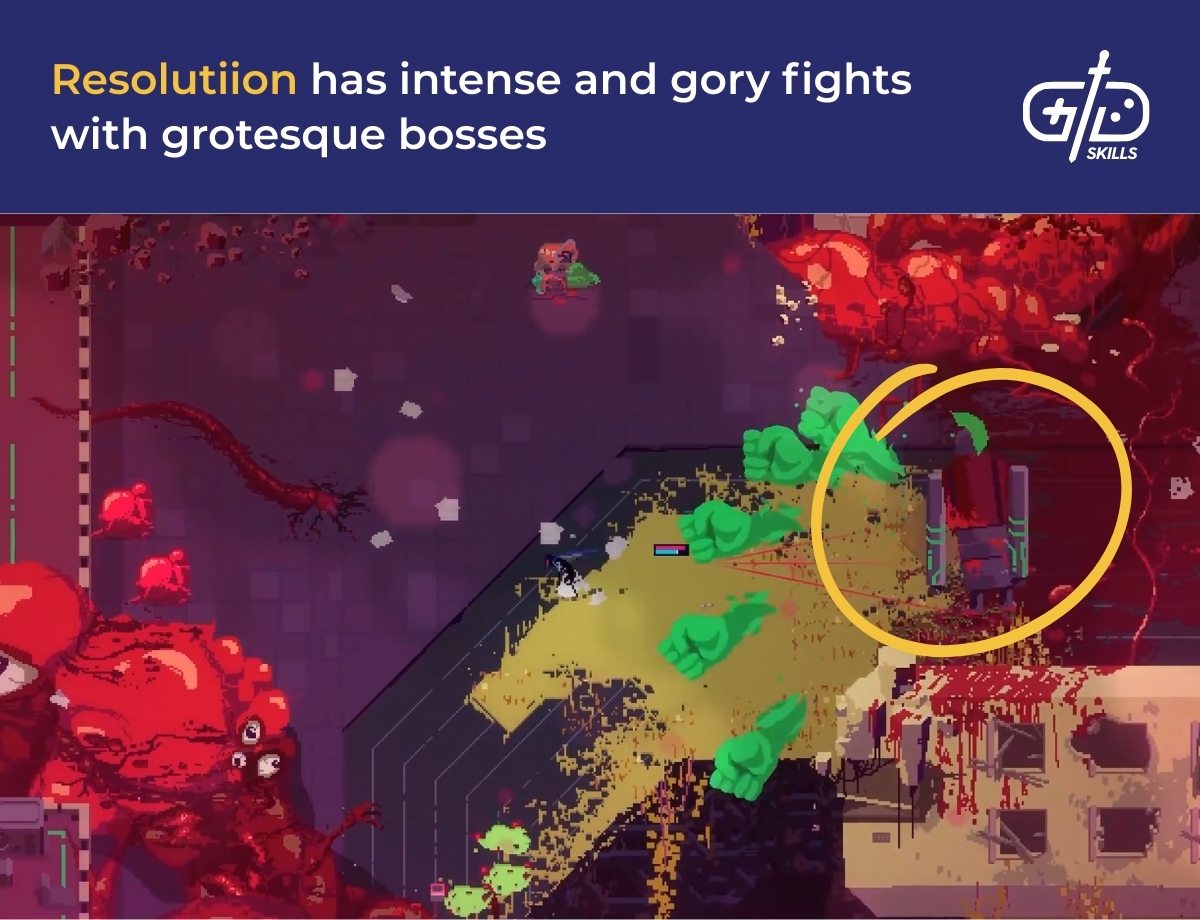Resolutiion has intense and gory fights with grotesque bosses